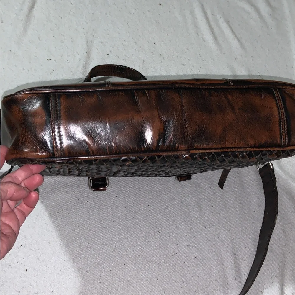 HX London Woven Brown Leather Messenger laptop Bag with Shoulder Strap